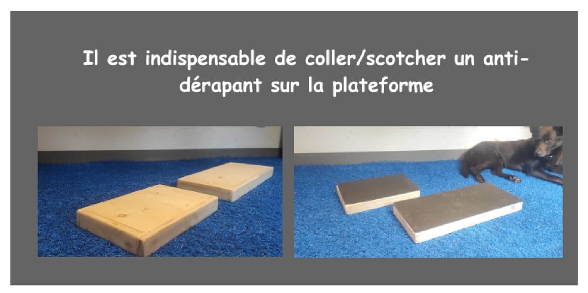 Plateforme en bois brut puis recouverte d'un revêtement antidérapant